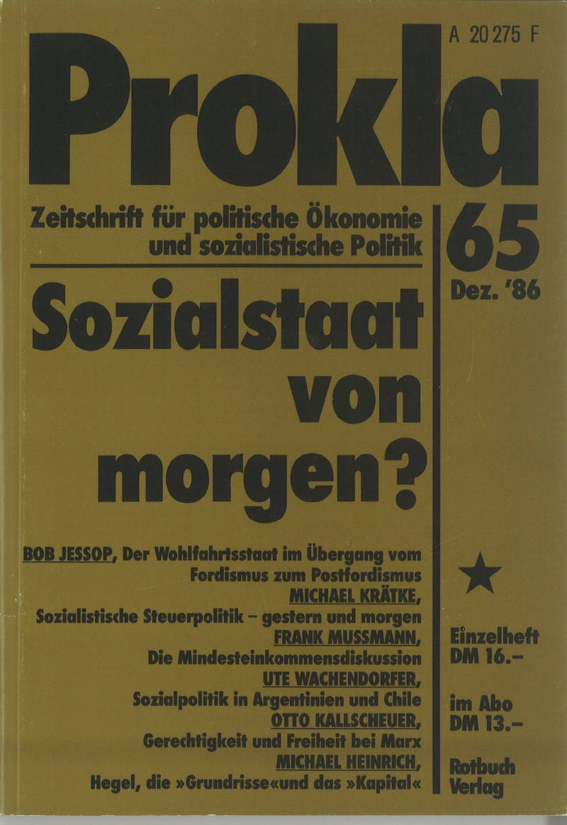 					Ansehen Bd. 16 Nr. 65 (1986): Sozialstaat von morgen?
				