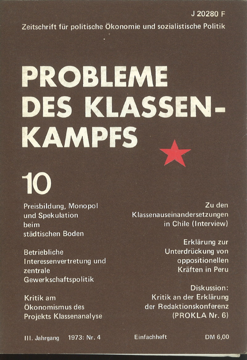 					Ansehen Bd. 3 Nr. 10 (1973): Probleme des Klassenkampfs
				