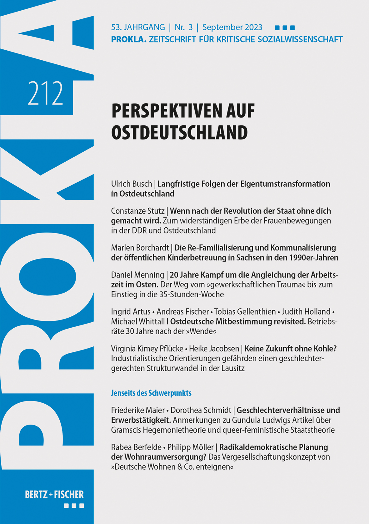 Titelbild der PROKLA 212: Perspektiven auf Ostdeutschland