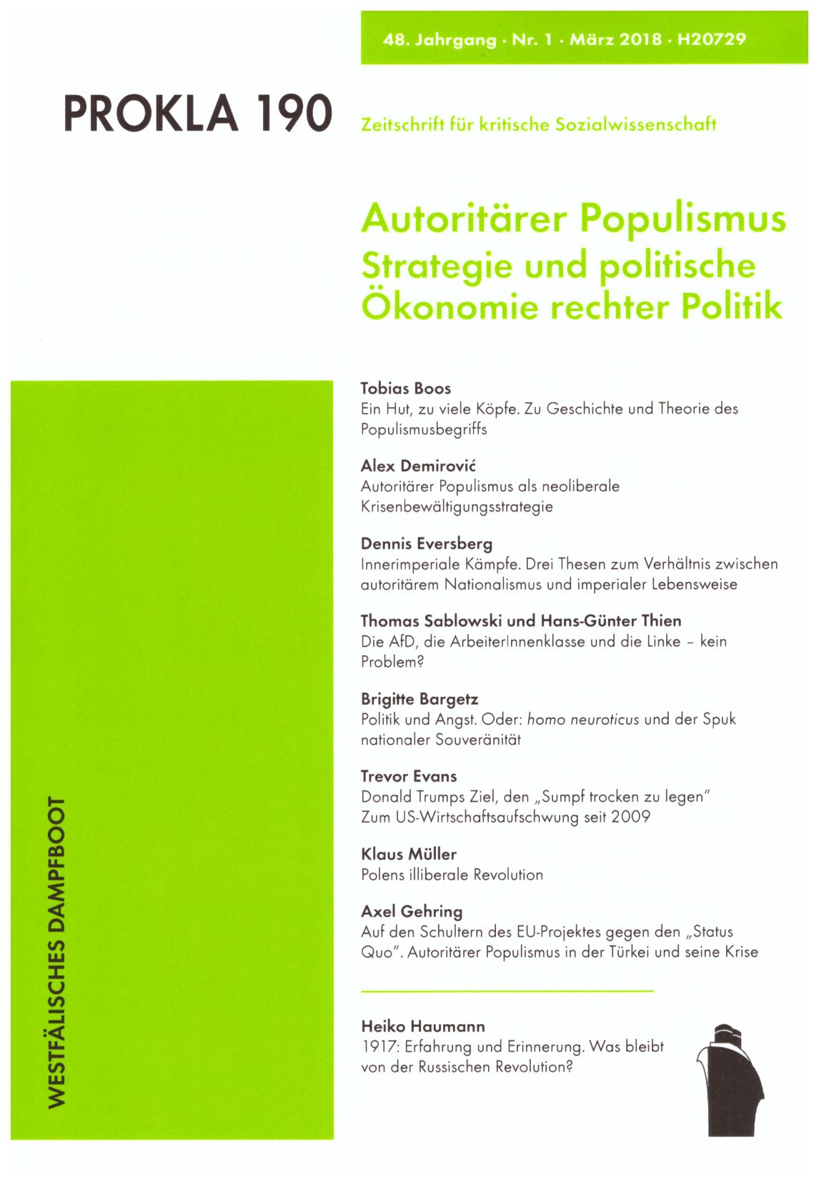 					View Vol. 48 No. 190 (2018): Authoritarian Populism. Strategy and Political Economy of Right-Wing Politics
				