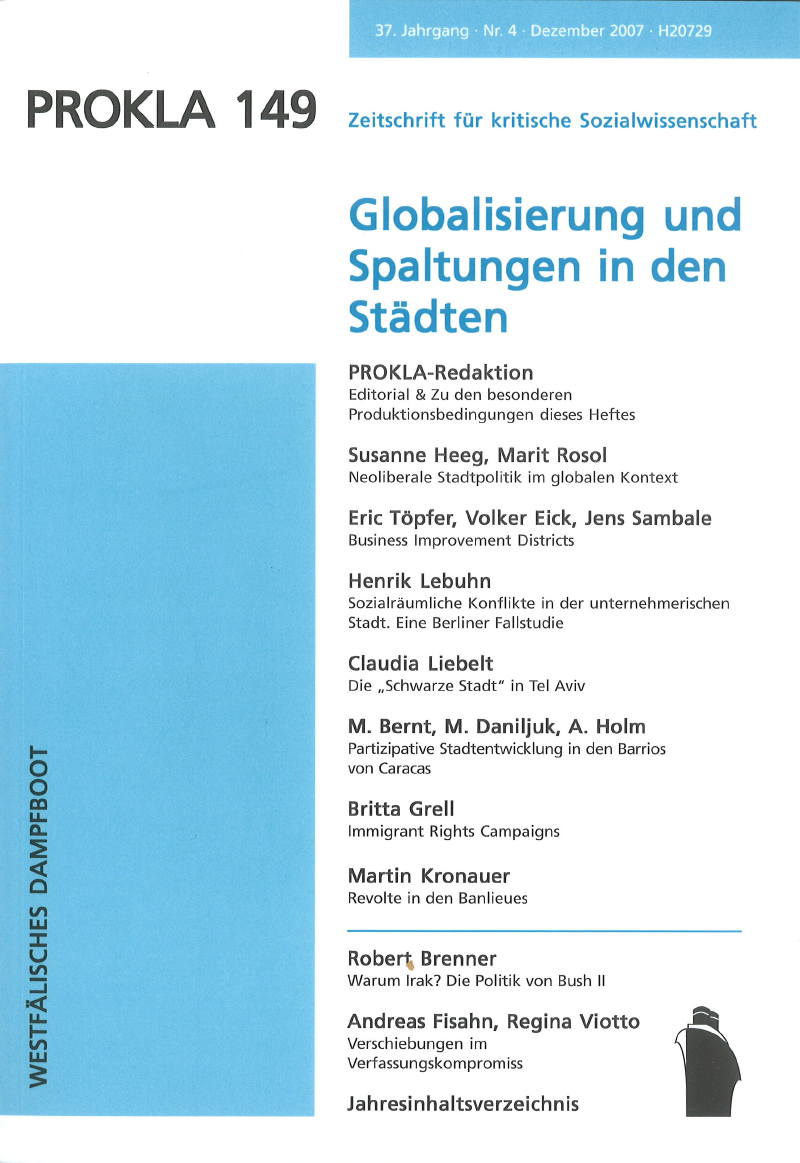 					View Vol. 37 No. 149 (2007): Globalisierung und Spaltung in den Städten
				