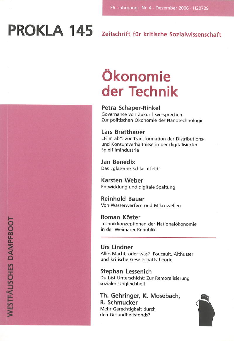 					Ansehen Bd. 36 Nr. 145 (2006): Ökonomie der Technik
				
