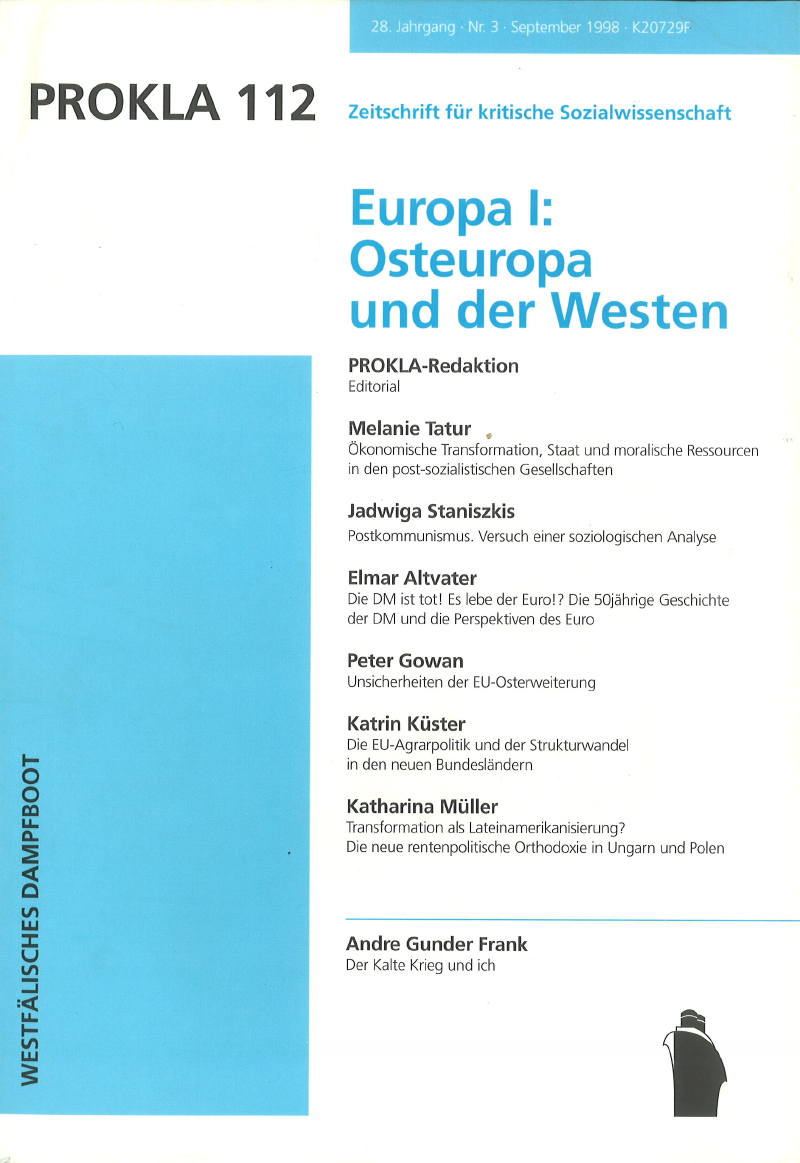 					Ansehen Bd. 28 Nr. 112 (1998): Europa I: Osteuropa und der Westen
				