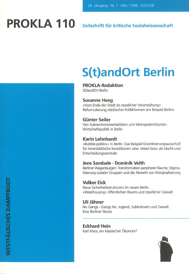 					Ansehen Bd. 28 Nr. 110 (1998): S(t)andOrt Berlin
				