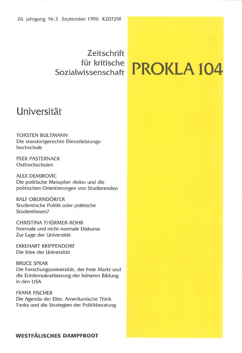 					Ansehen Bd. 26 Nr. 104 (1996): Universität
				